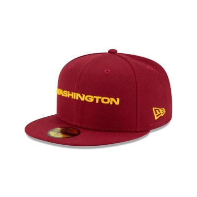 Yellow Washington Football Team Hat - New Era NFL Basic Wordmark 59FIFTY Fitted Caps USA6592834